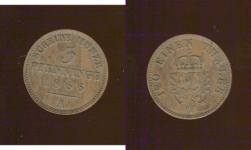 Germany Prussia 3 pfennig 1866A AU